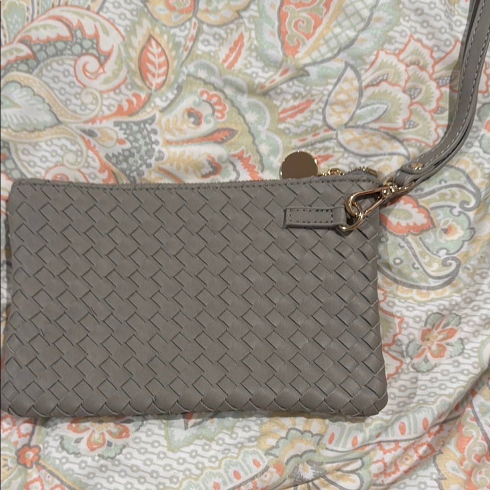 Gray Woven Clutch Bag